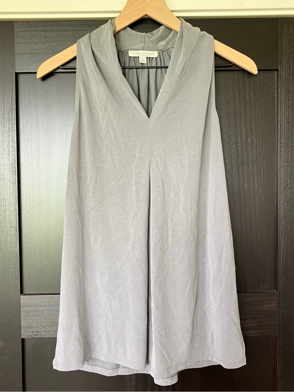 Green Envelope Gray Sleeveless V-Neck Top